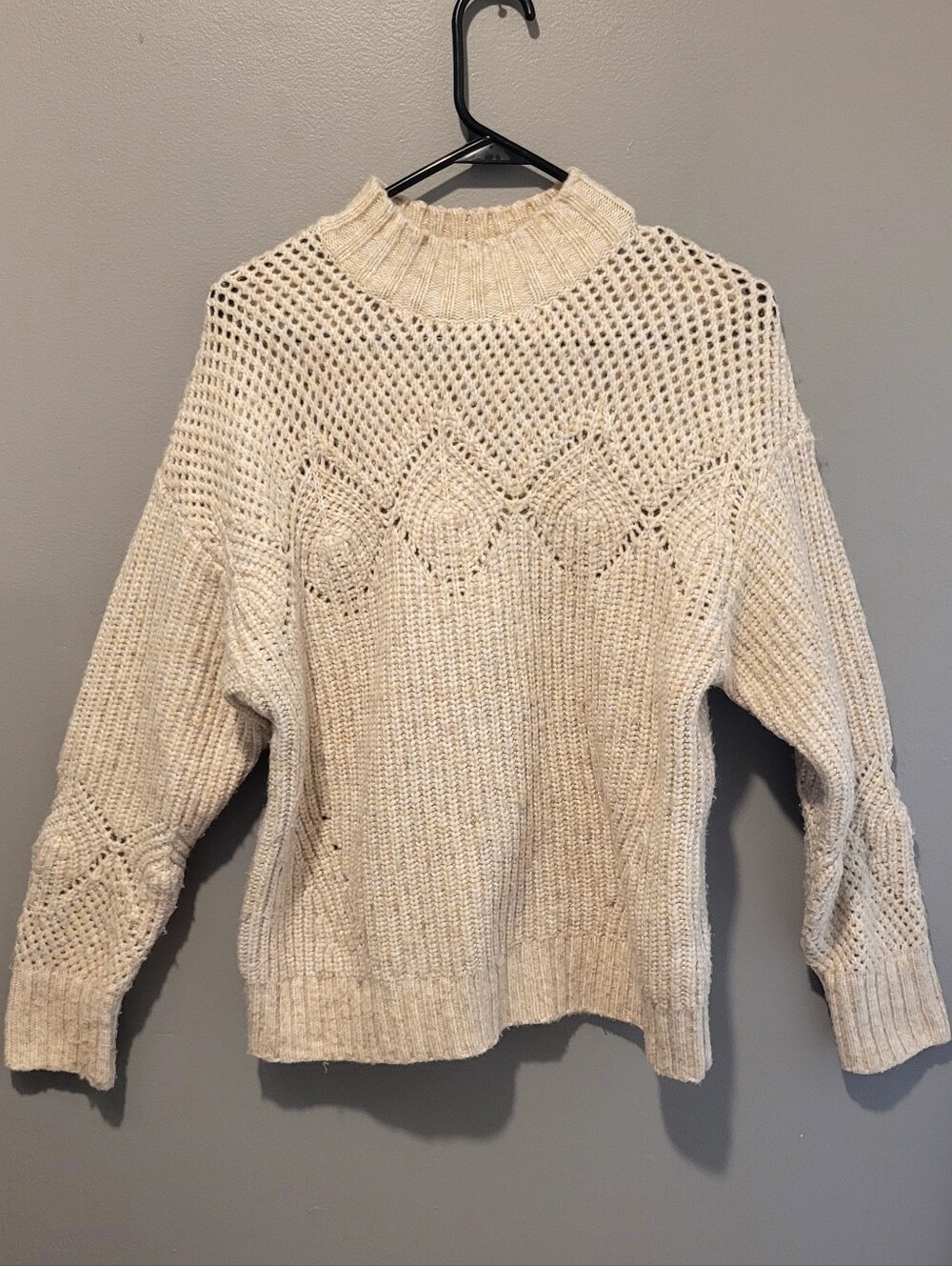 Maison 123 Cream Knit Mock-Neck Sweater Sz Sm Fits Bigger